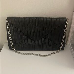 Jessica McClintock Black Clutch with Silver Chain